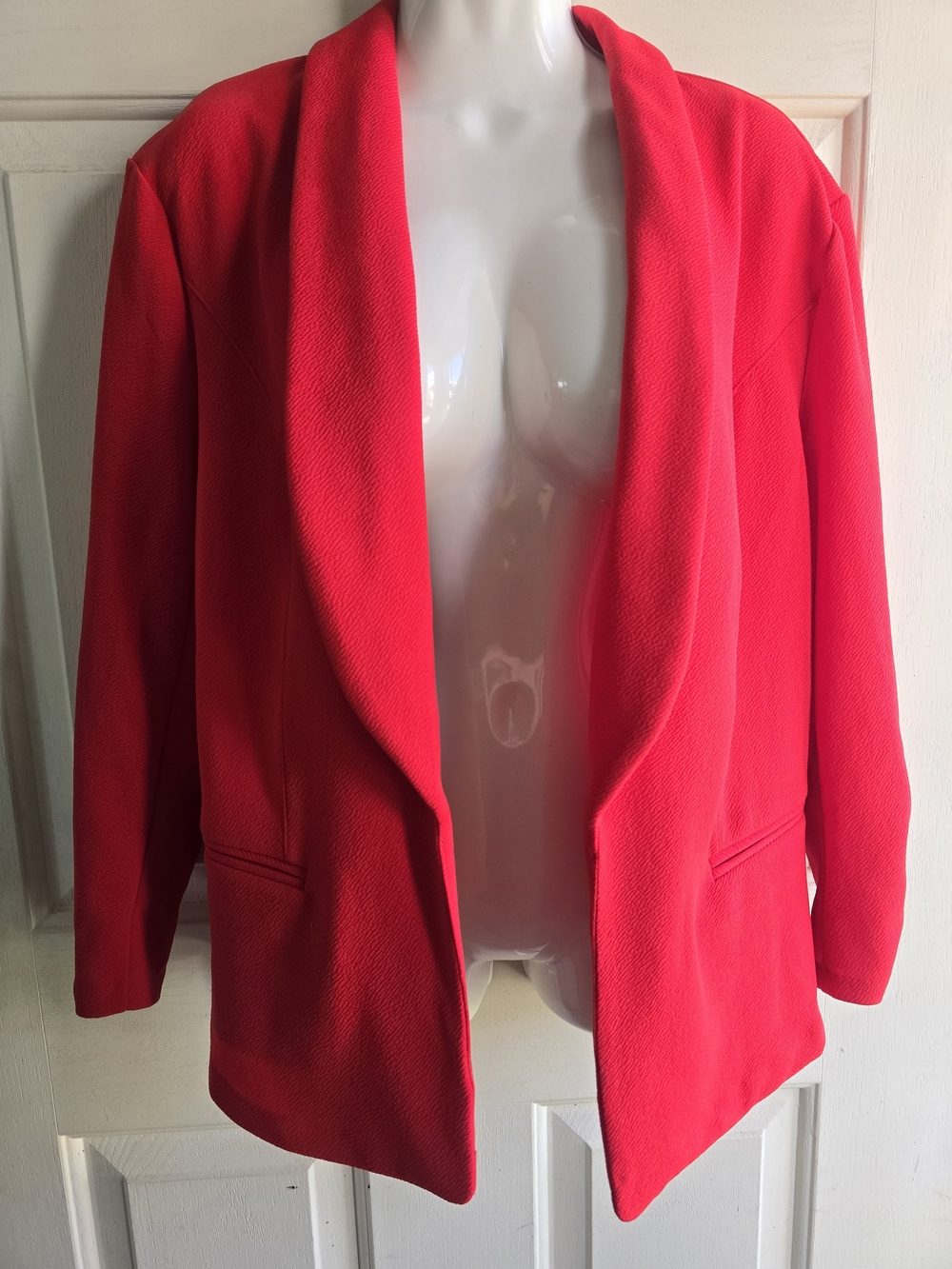 Women's Red Open-Front Blazer Jacket